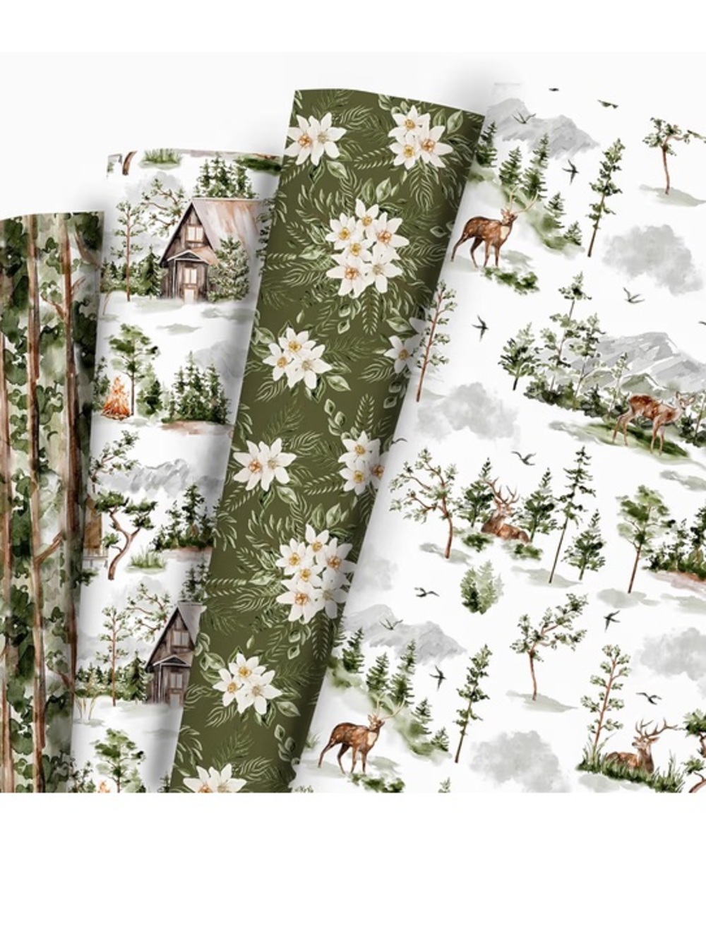 Vnaaem Forest Wrapping Paper 4 Holiday Styles 20 X 28 Inches 8 Folded Sheet